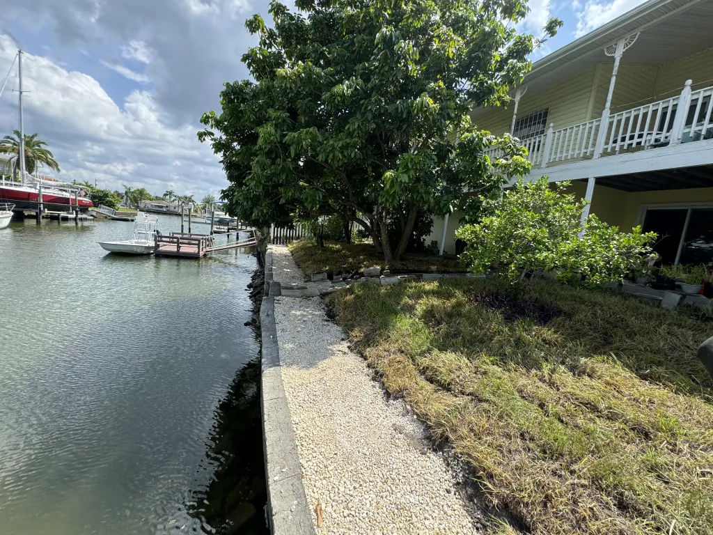 Completed seawall restoration along Florida canal