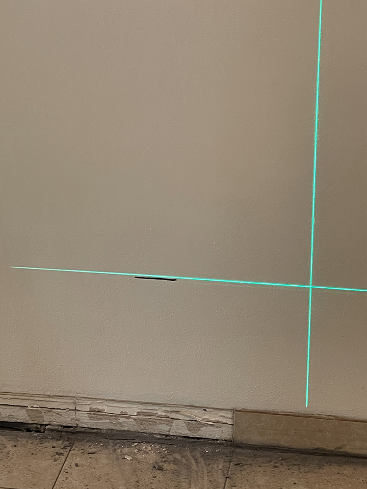 Interior foundation leveling using a laser level